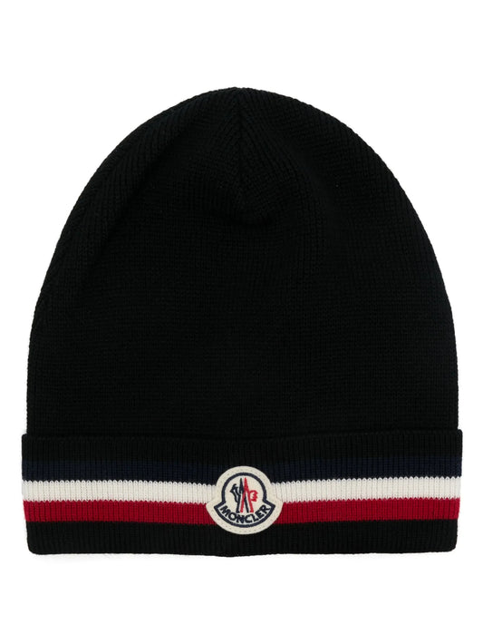 Moncler bonnet en laine à rayures tricolores