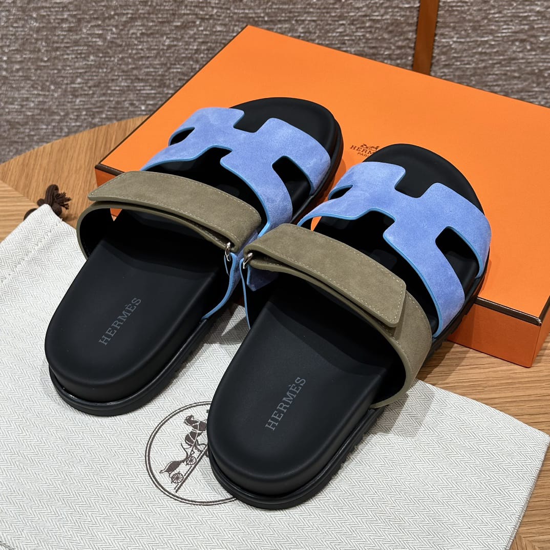 Sandales Chypre Hermès Bleu Kaki