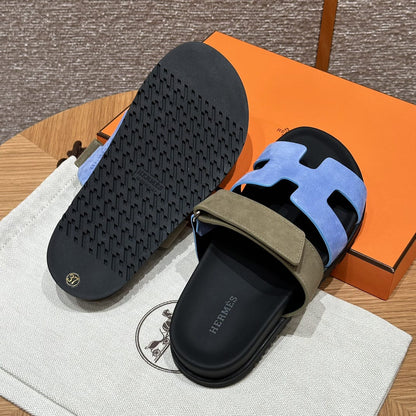 Sandales Chypre Hermès Bleu Kaki