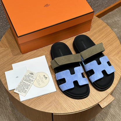 Sandales Chypre Hermès Bleu Kaki