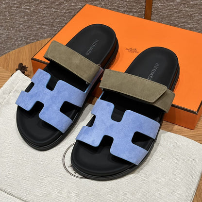 Sandales Chypre Hermès Bleu Kaki