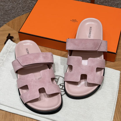 Sandales Chypre Hermès Rose Daim