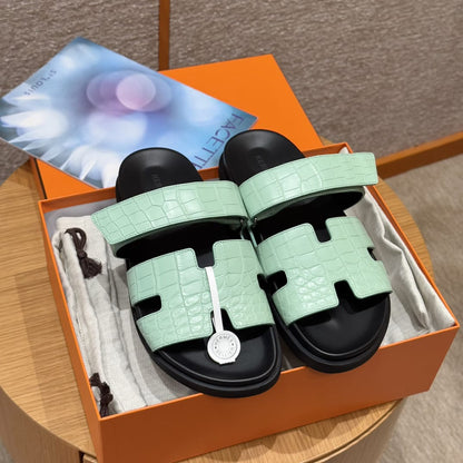 Sandales Chypre Hermès Bleu Caïman