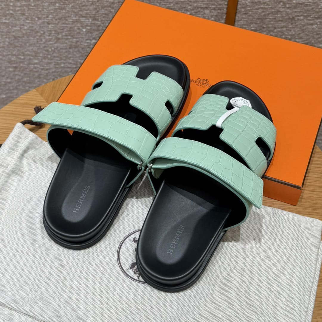 Sandales Chypre Hermès Bleu Caïman